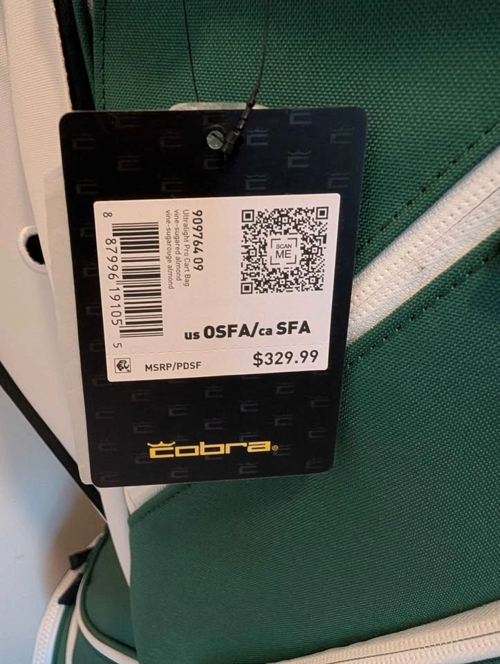 Cobra Ultralight Cart bag - BRAND NEW W/ TAG - Green & Cream - photo 5