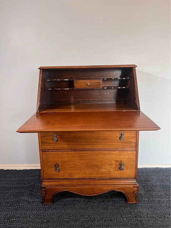 Vintage Walnut Drop-Front Secretary Desk – French Provincial - photo 2