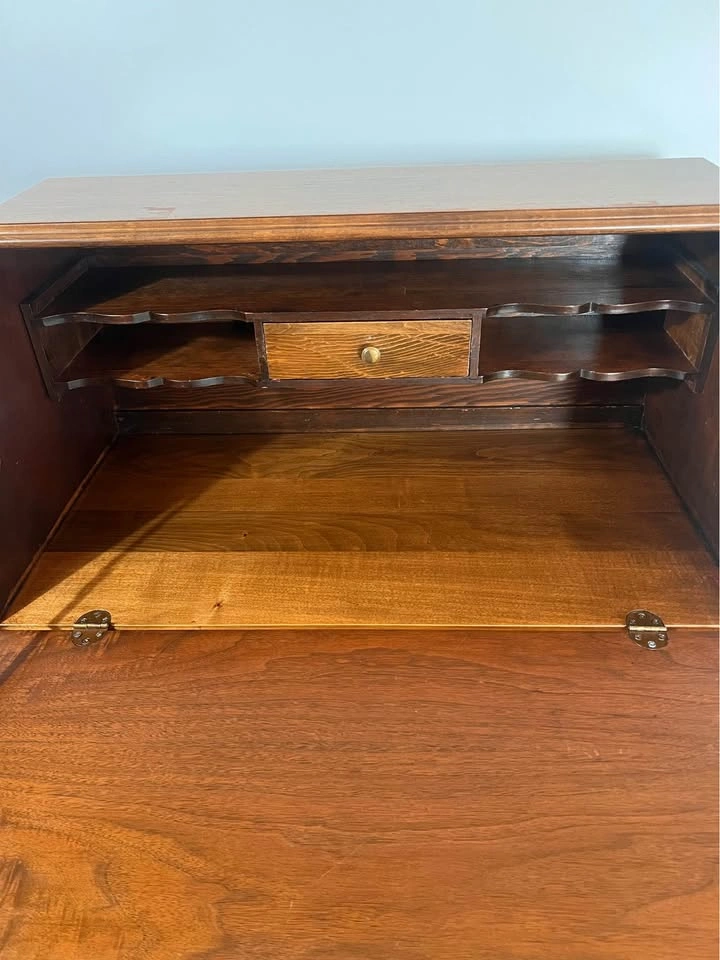 Vintage Walnut Drop-Front Secretary Desk – French Provincial - photo 3