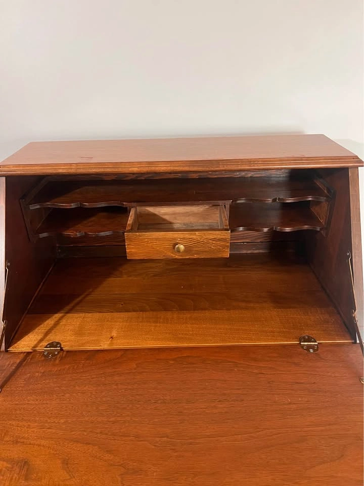 Vintage Walnut Drop-Front Secretary Desk – French Provincial - photo 4