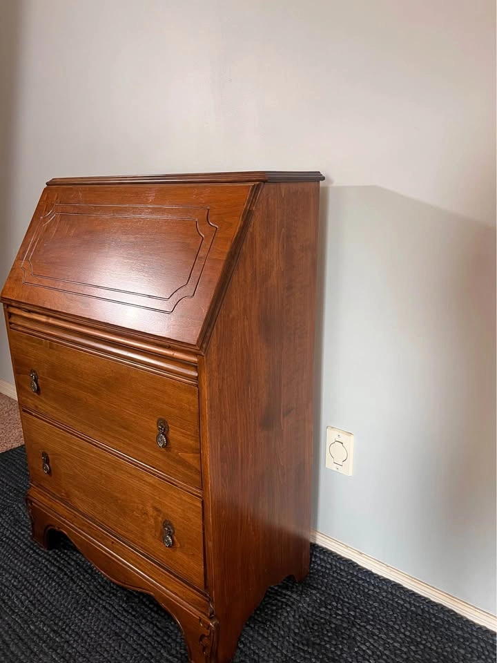 Vintage Walnut Drop-Front Secretary Desk – French Provincial - photo 5
