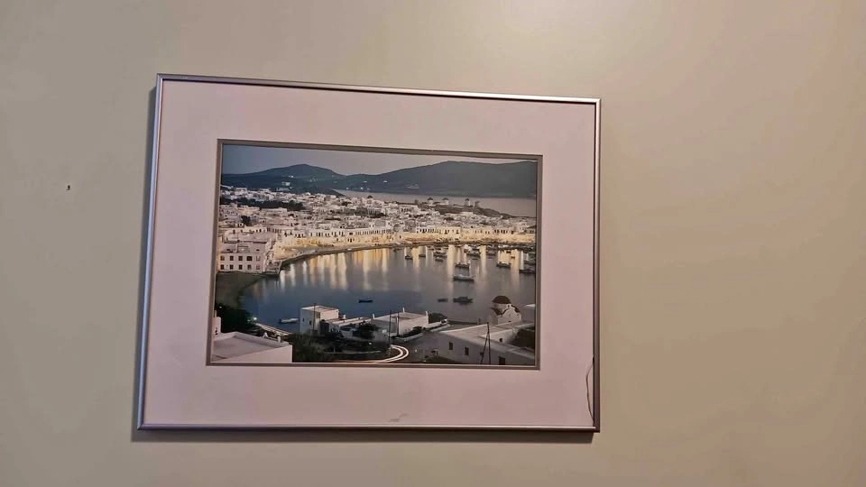 Framed Mykonos Greece Harbor Photograph