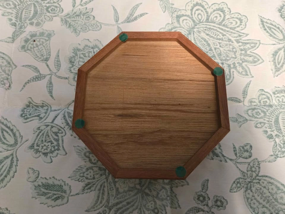 Octagonal Wooden Jewelry Box with Floral Glass Lid - photo 3