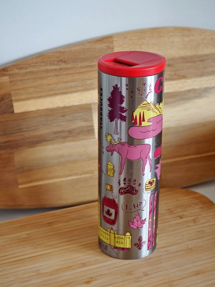 Starbucks Canada Stainless Steel Travel Tumbler - Red/Pink