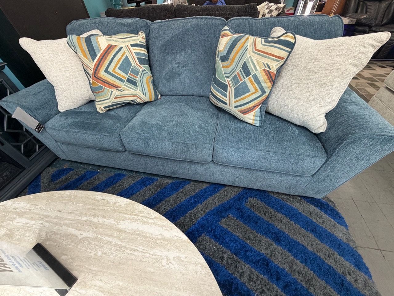 Blue Fabric Sofa and Loveseat Set - photo 2