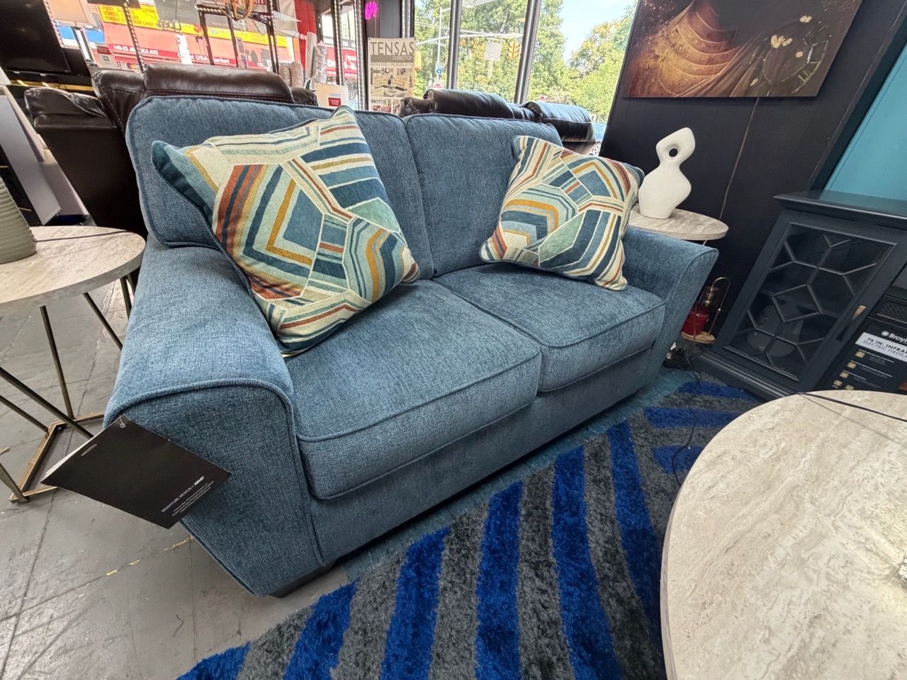 Blue Fabric Sofa and Loveseat Set - photo 3