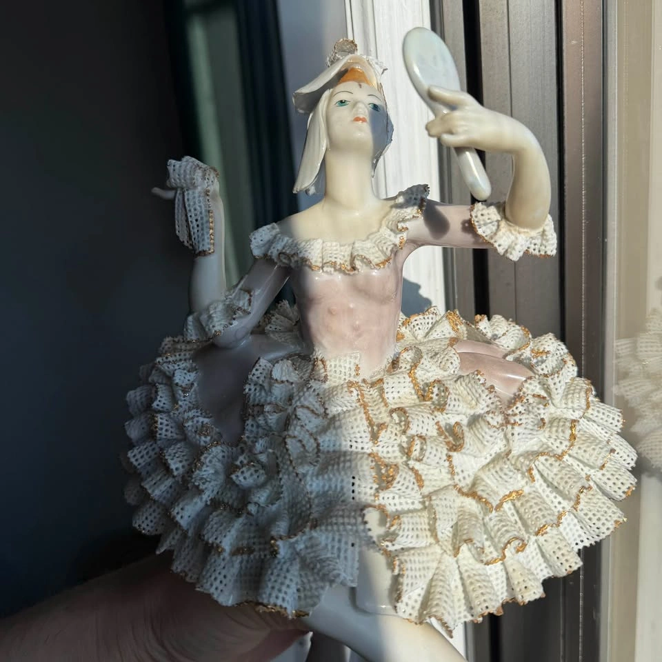 Vintage Dresden Style Porcelain Lace Ballerina Figurine - photo 2