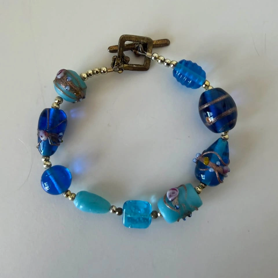 Lot of 8 Blue & Turquoise Gemstone & Bead Bracelets - photo 2