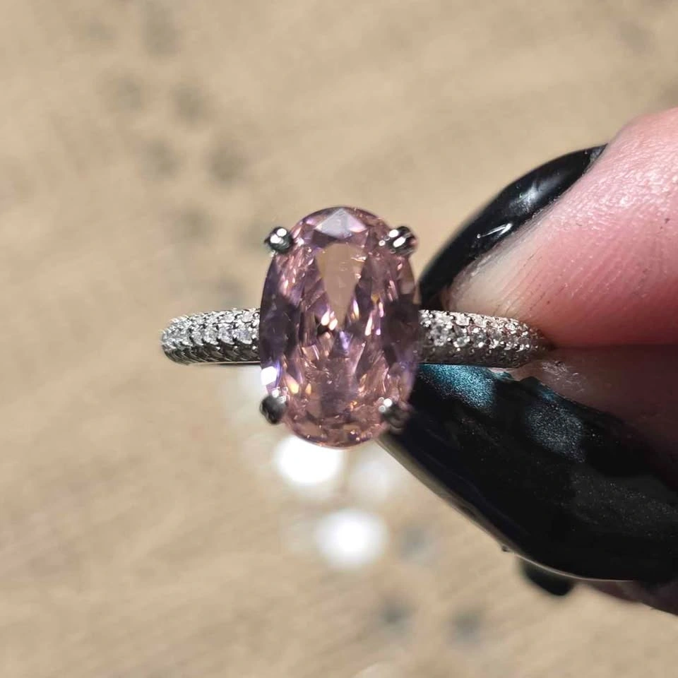 4.5 Carat Pink Sapphire Gemstone Moissanite Ring Size 7 - photo 2