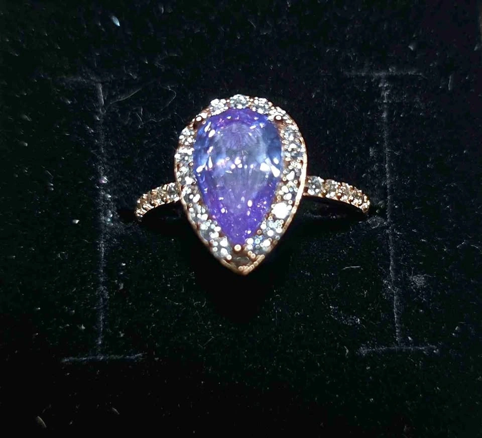 3 Carat Amethyst Moissanite Gemstone Ring Size 6