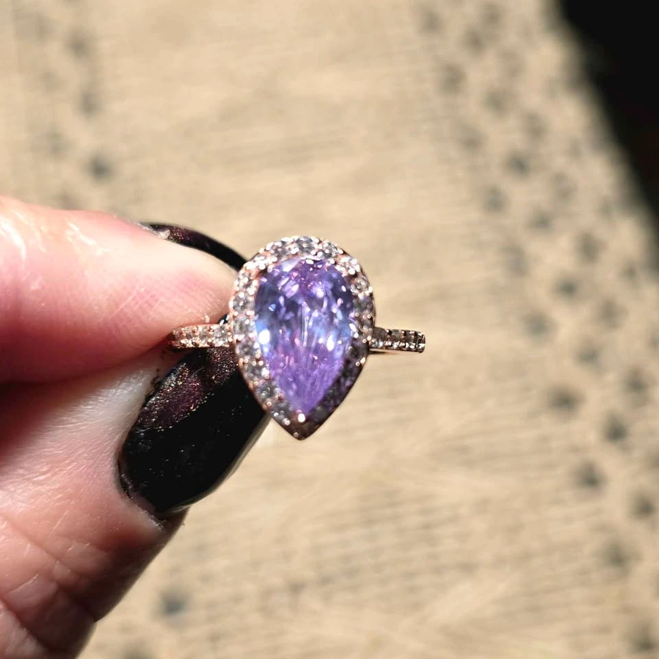 3 Carat Amethyst Moissanite Gemstone Ring Size 6 - photo 2