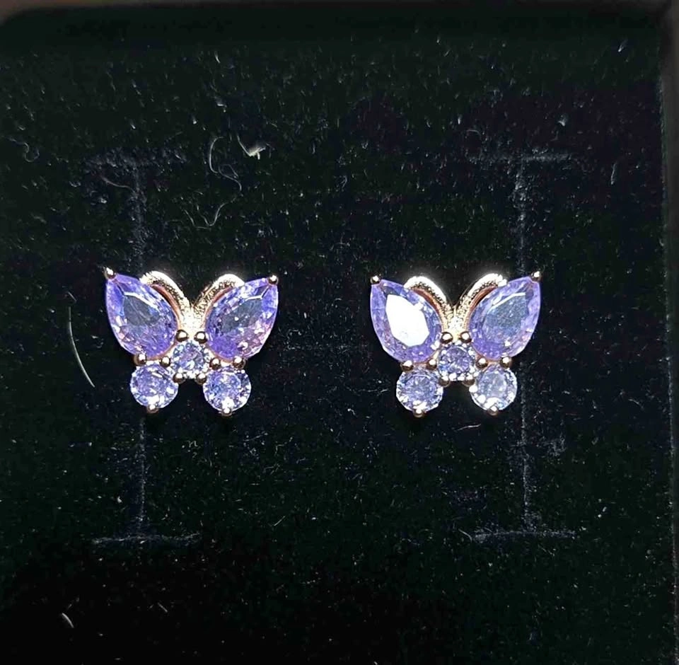 BEAUTIFUL 2 Carat Amethyst Purple Butterfly Earrings