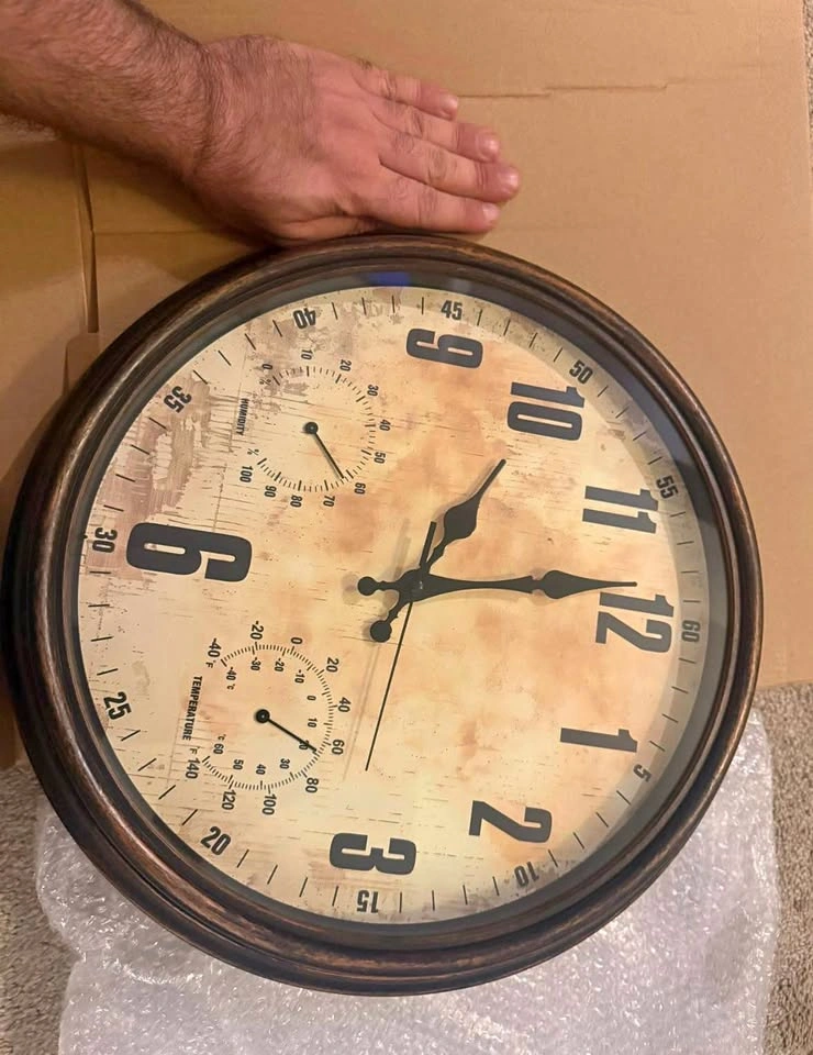 16 Inch Indoor Outdoor Waterproof Wall Clock with Thermometer