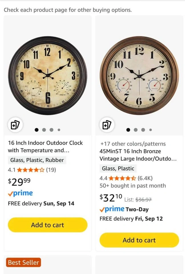 16 Inch Indoor Outdoor Waterproof Wall Clock with Thermometer - photo 2