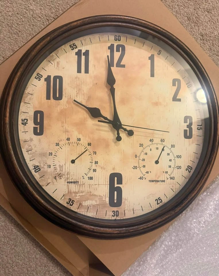 16 Inch Indoor Outdoor Waterproof Wall Clock with Thermometer - photo 4