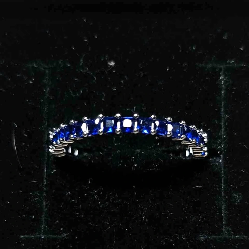 0.05 Carat Sapphire Blue Moissanite Ring - Size 8
