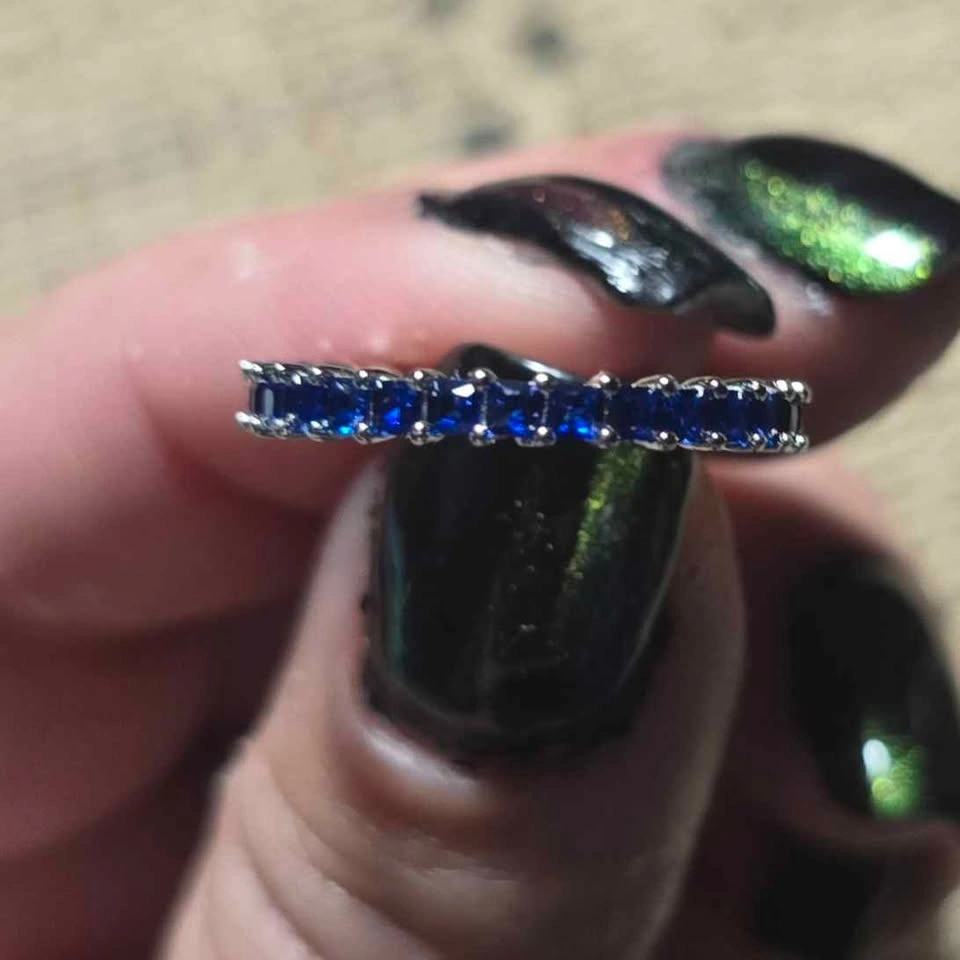 0.05 Carat Sapphire Blue Moissanite Ring - Size 8 - photo 2