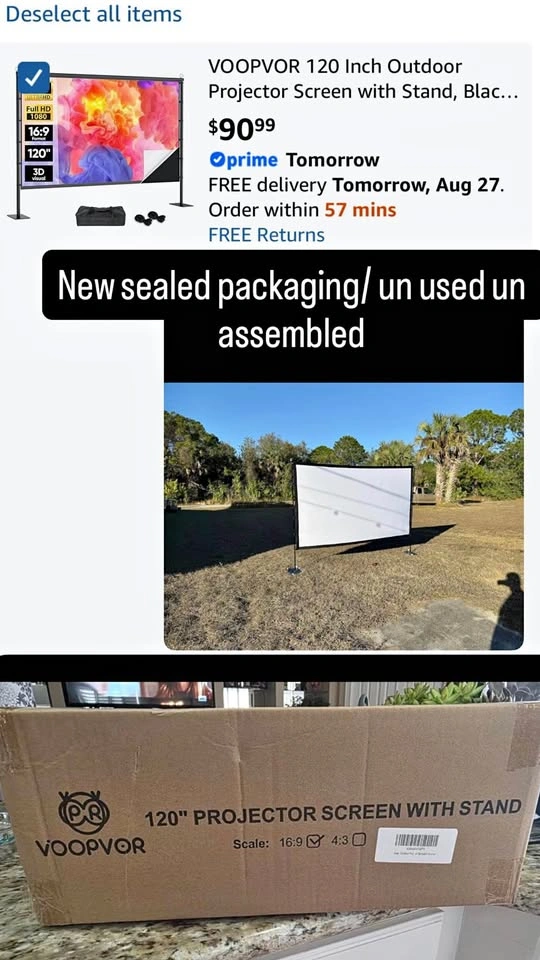 120 Inch Outdoor Projector Screen with Stand