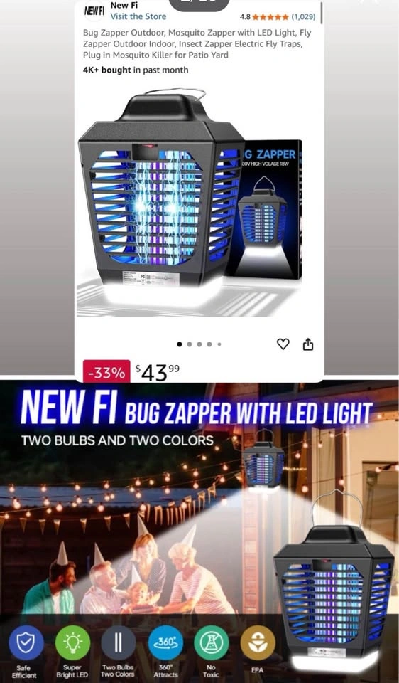 Bug Zapper/light, Mosquito Zapper with LED Light - photo 2