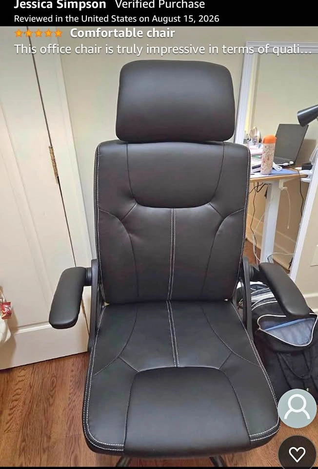 Leather High Back Ergonomic Executive Office Chair - Black