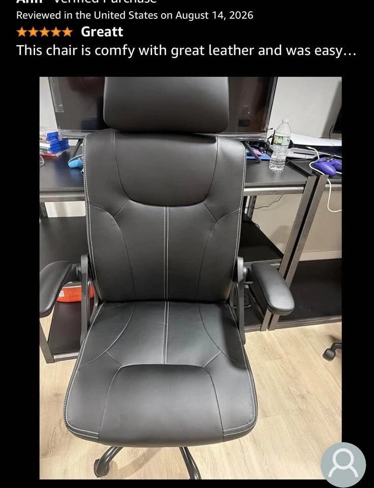 Leather High Back Ergonomic Executive Office Chair - Black - photo 3