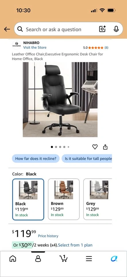 Leather High Back Ergonomic Executive Office Chair - Black - photo 4