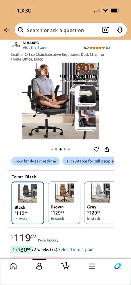 Leather High Back Ergonomic Executive Office Chair - Black - photo 5