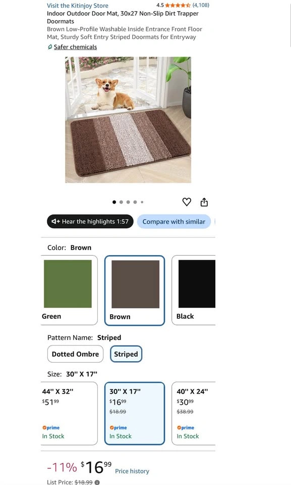 Indoor Outdoor Door Mat, 30x27 Non-Slip Dirt Trapper Doormats - photo 5