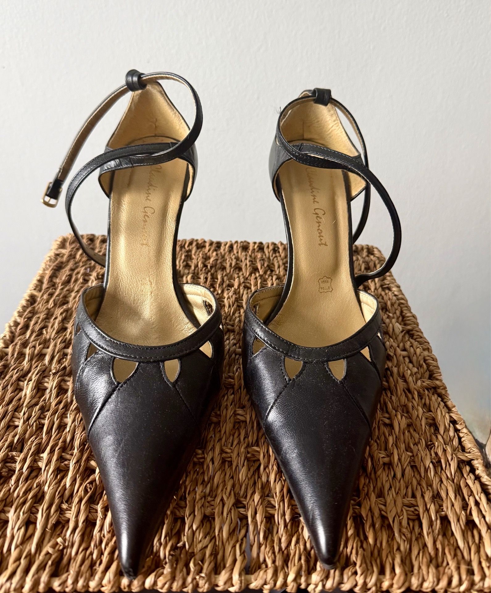 Pointed-Toe Ankle-Strap Heels with Cutout Detail - photo 2