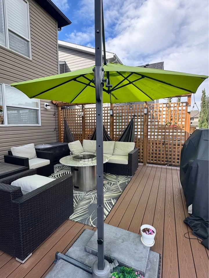 11ft Round Deluxe Outdoor Patio Umbrella (concrete bases include - photo 2