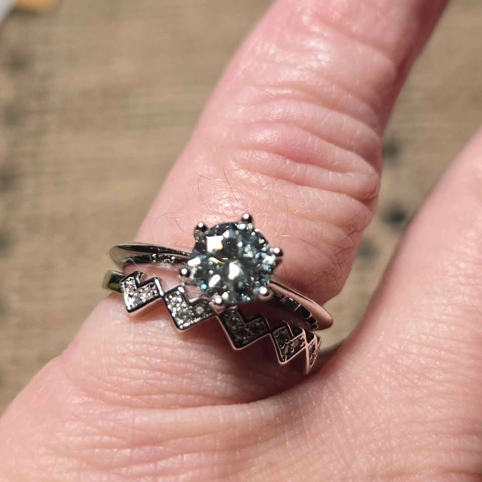 Two 1 Carat Greyish/Blue Lab Grown Moissanite Rings