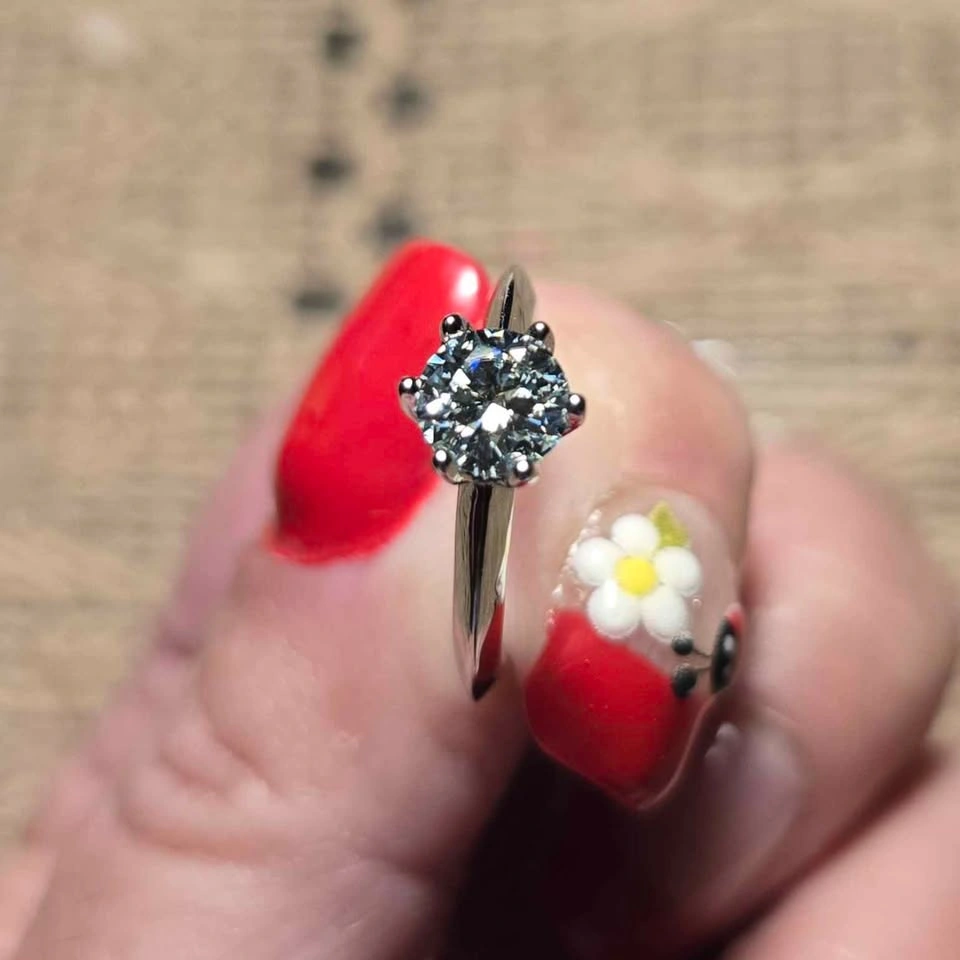 Two 1 Carat Greyish/Blue Lab Grown Moissanite Rings - photo 2