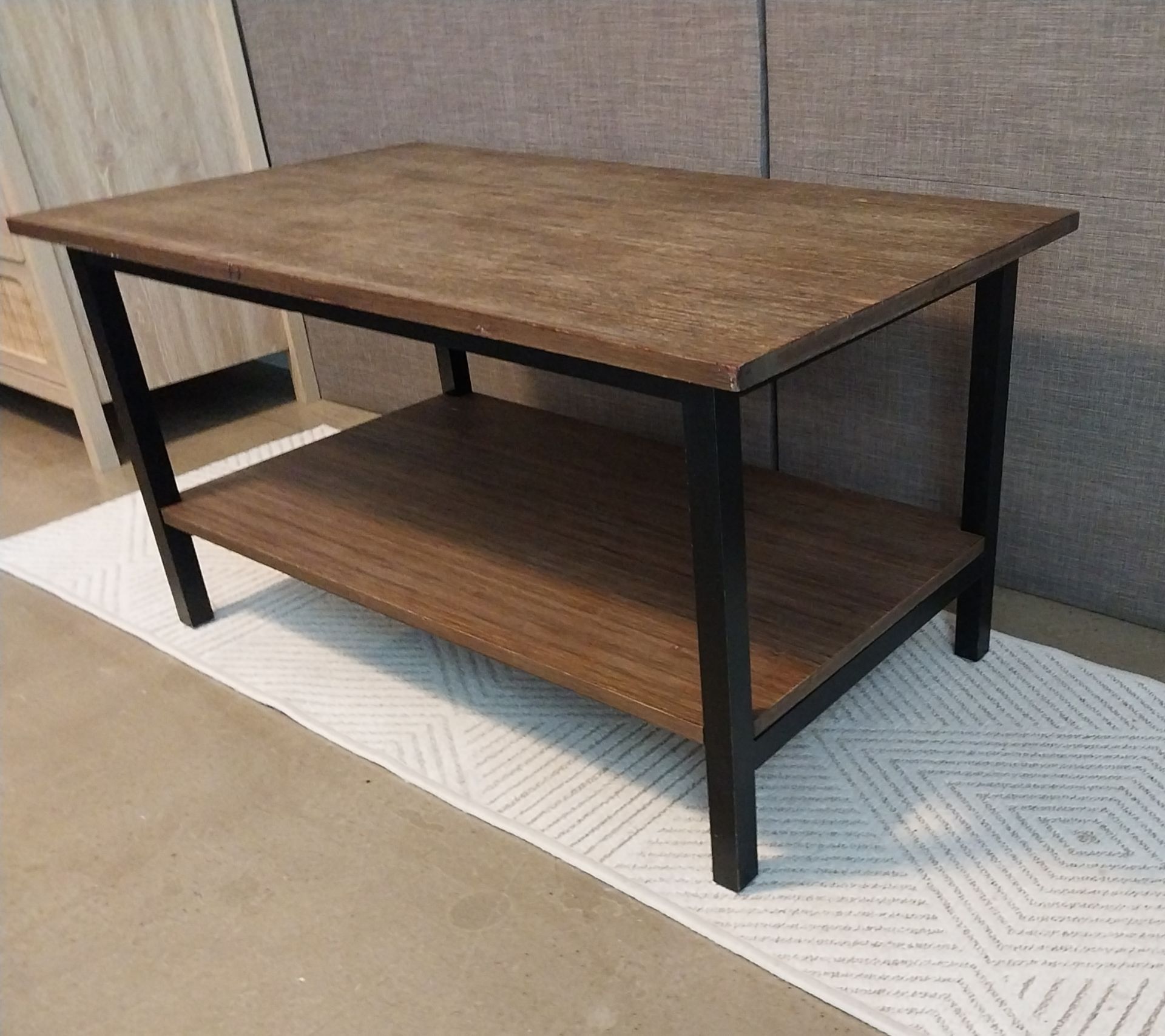 Modern Industrial Coffee Table with Storage Shelf – Wood & Metal
