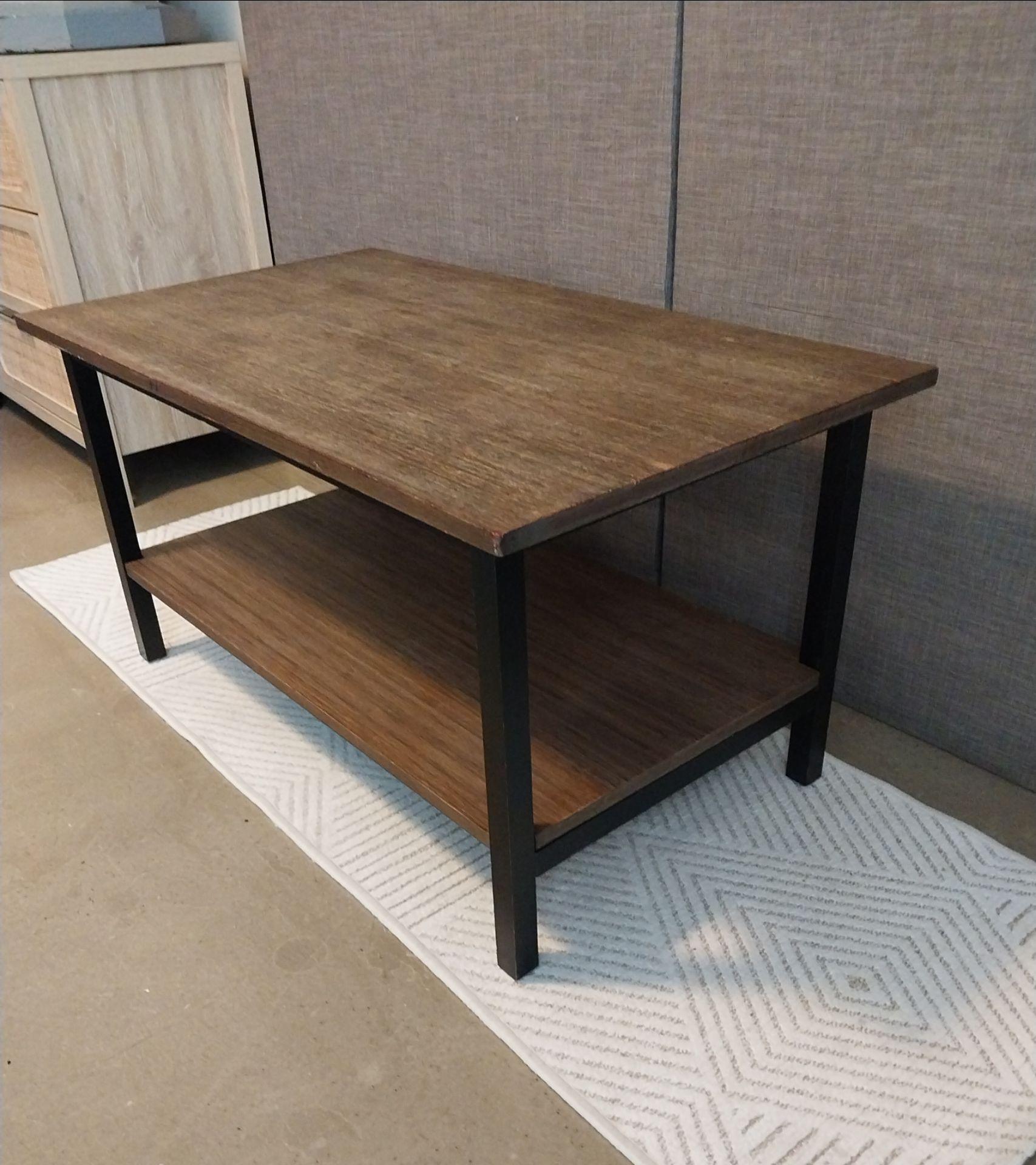Modern Industrial Coffee Table with Storage Shelf – Wood & Metal - photo 2