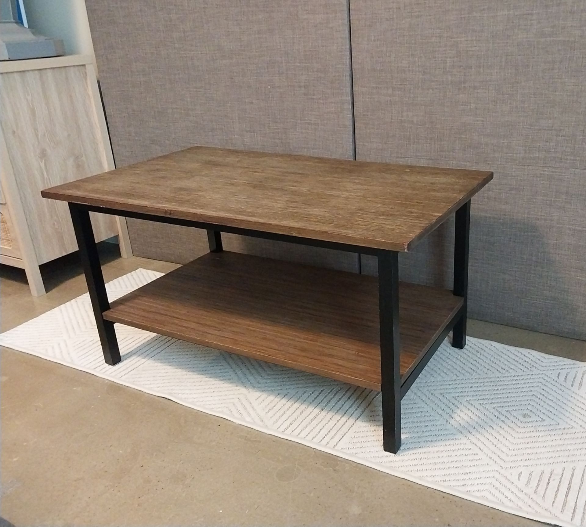 Modern Industrial Coffee Table with Storage Shelf – Wood & Metal - photo 3