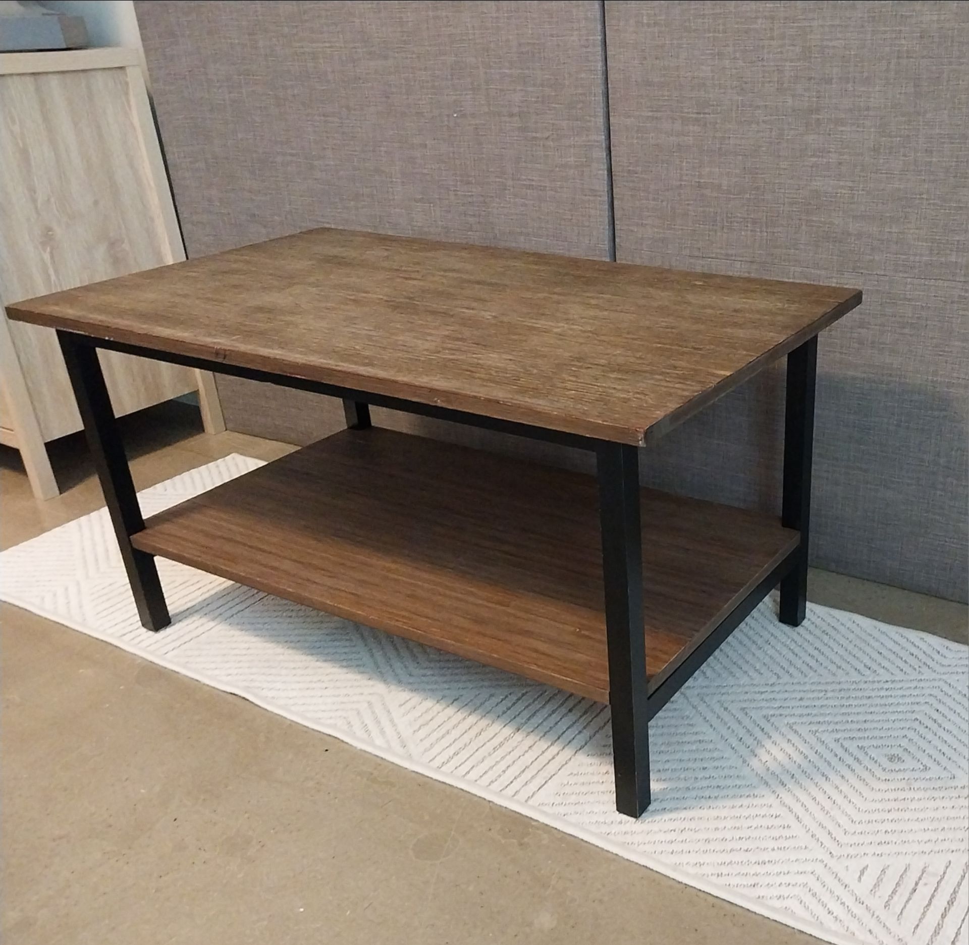 Modern Industrial Coffee Table with Storage Shelf – Wood & Metal - photo 4