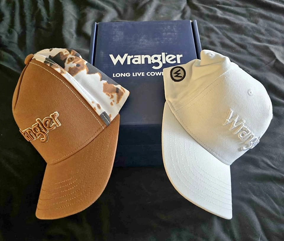 NWT 2 Authentic WRANGLER Trucker Hats w/ Box