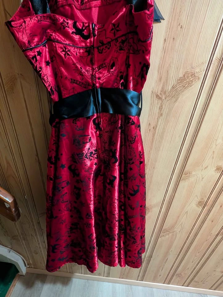 Hell Bunny Red Tattoo Print Pin-Up Dress - photo 4