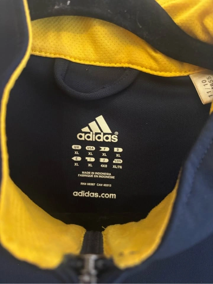 Adidas Men’s XL Navy Yellow 3-Stripes Full Zip Track Jacket O248 - photo 2