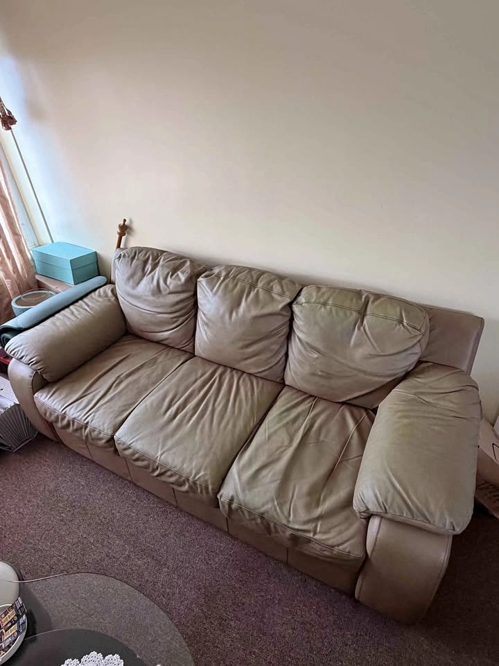 Tan Leather 3-Seater Sofa