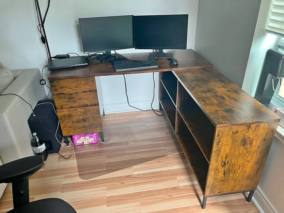 Brown L-Shaped Office Desk ($600 New)