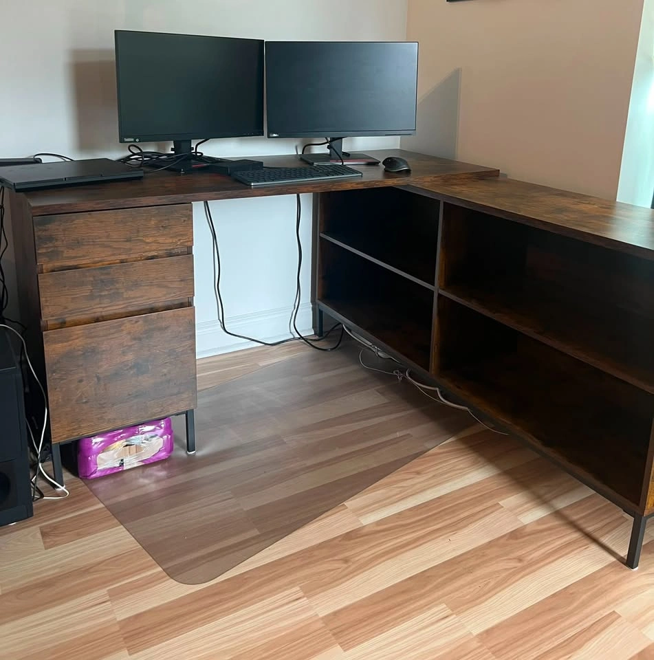 Brown L-Shaped Office Desk ($600 New) - photo 2
