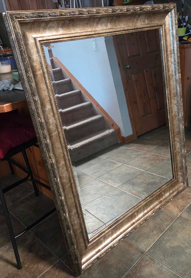 Antiqued Pewter Extra Large Wide Frame Wall Mirror 50x40