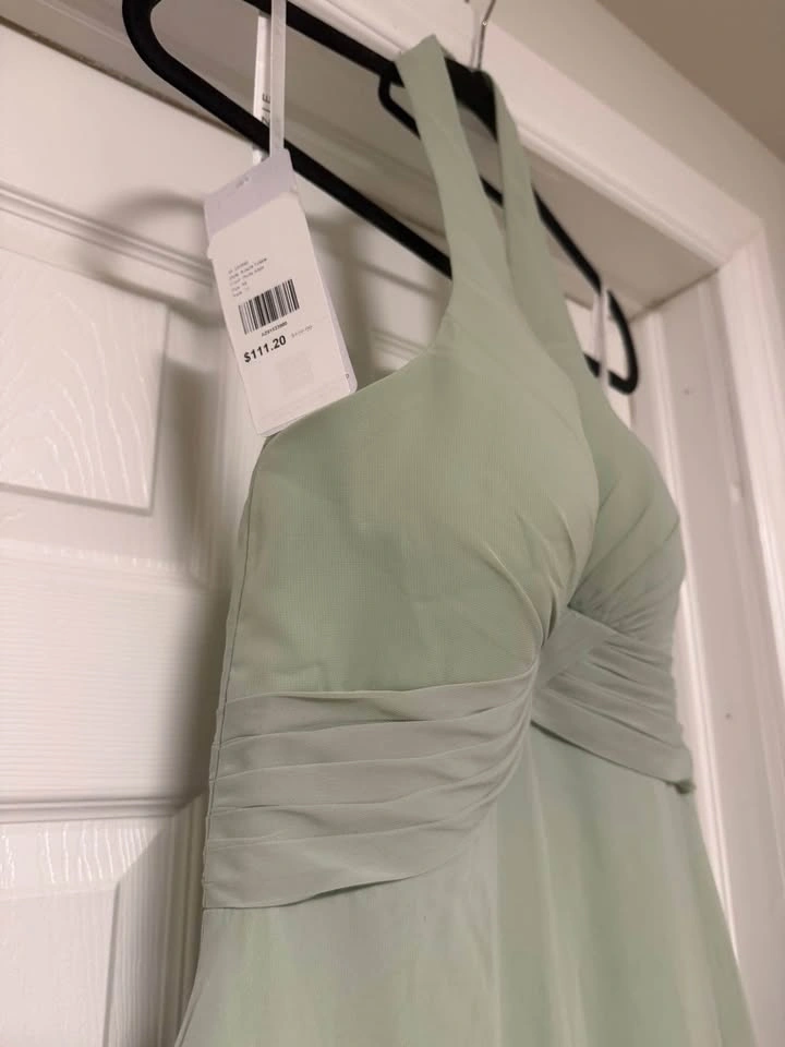 Azazie Tessie Dusty Sage Chiffon Dress - Size 8 - photo 3