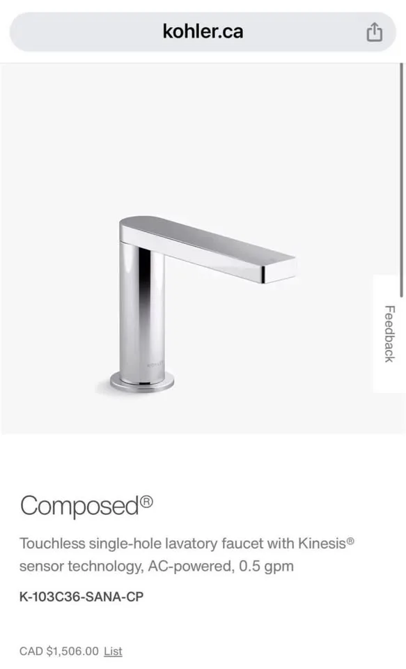 BNIB KOHLER Touchless Bathroom Faucet image indicator(5)