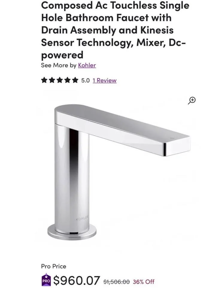 BNIB KOHLER Touchless Bathroom Faucet image indicator(7)