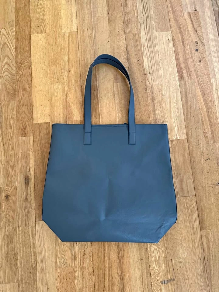 Faux Leather Tote Bag Grey