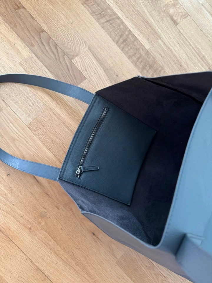 Faux Leather Tote Bag Grey - photo 4