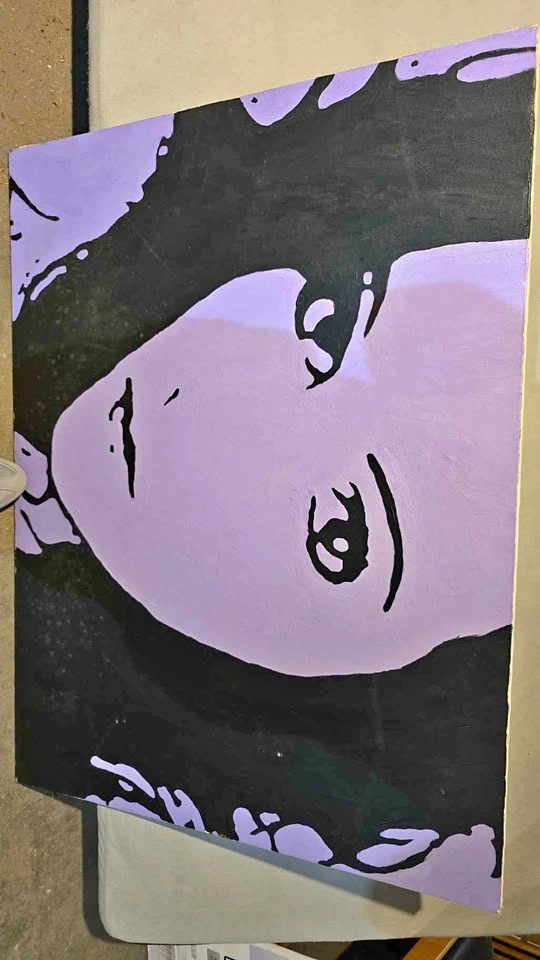 Modern Pop Art Painting (Woman's Face in Violet/Black)