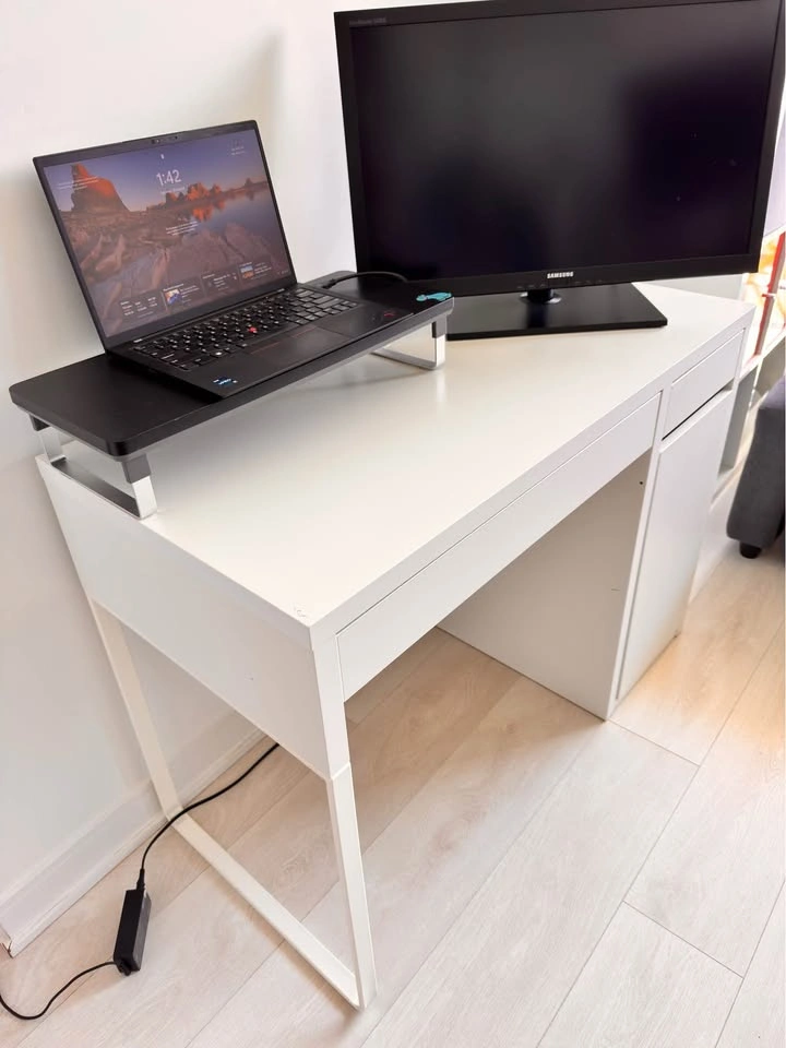 Desk: IKEA MICKE White Desk with Drawer & Storage Cabinet - photo 2